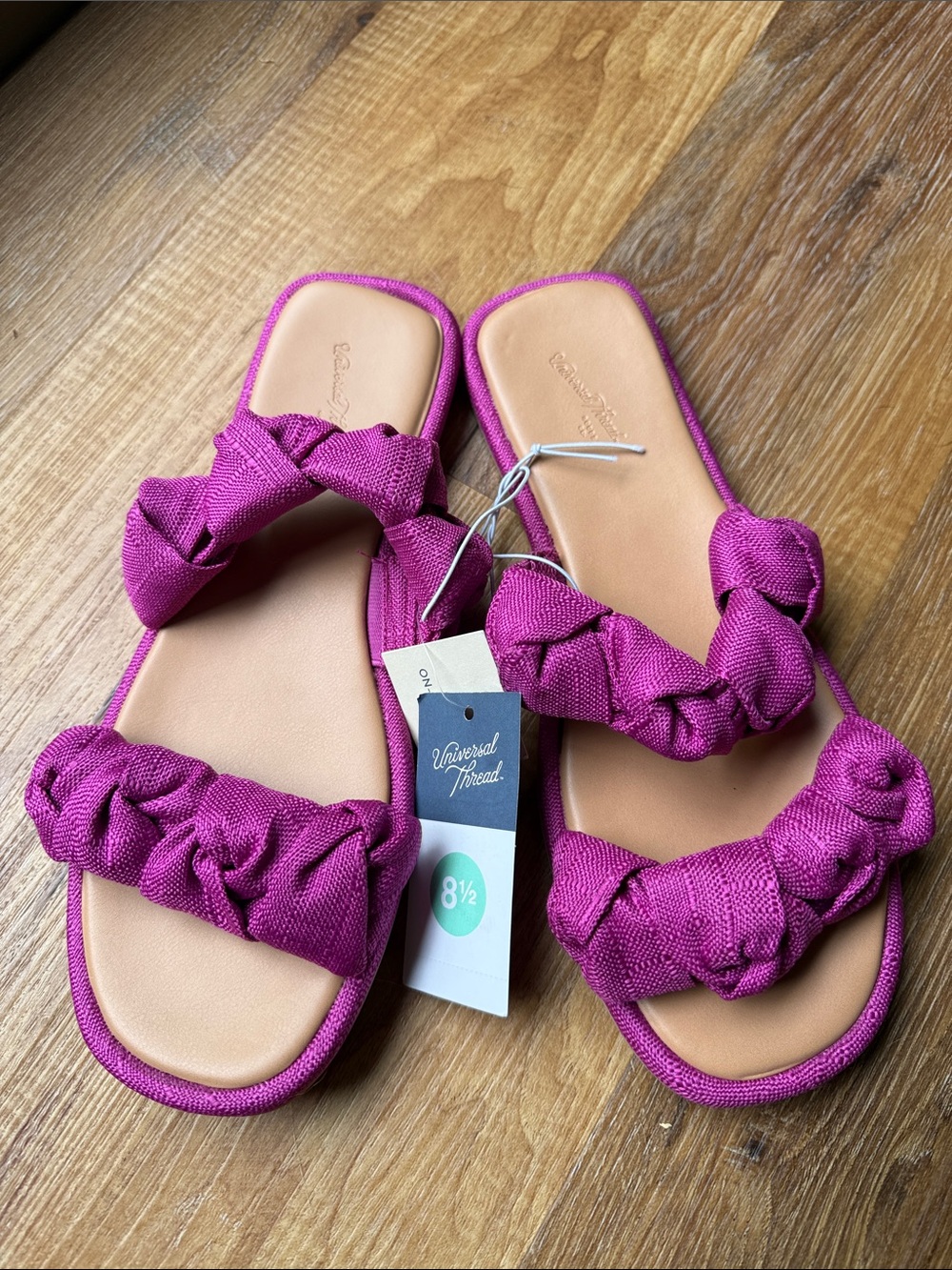 Universal Thread Fuchsia Ruffle Double-Strap Slide Sandals